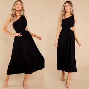 Pink Lily Black One Shoulder Cut out Dress Size L